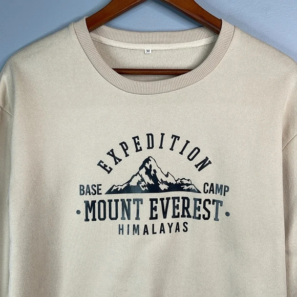 SHEIN Mount Everest Graphic Thermal Pullover Sweatshirt EZwear Tan M - Picture 3 of 12